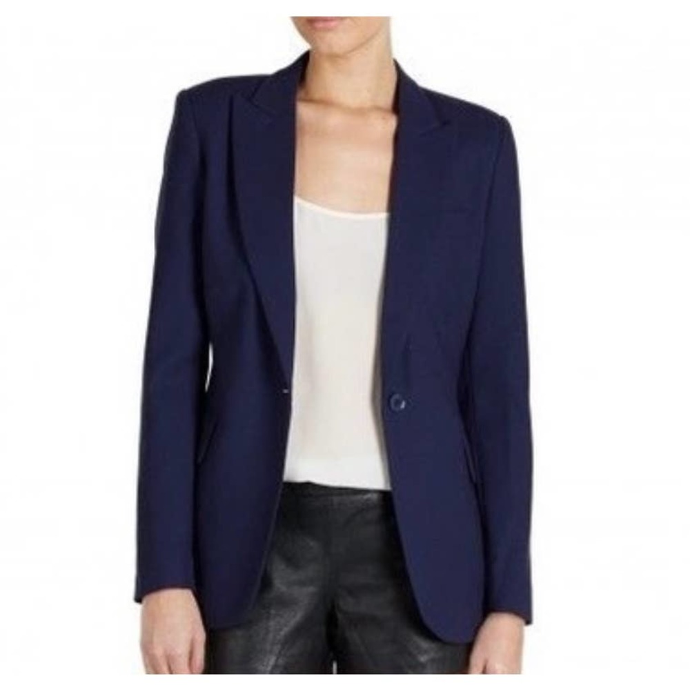 Equipment Anais Blazer Wool Blend Single Button Suit Jacket, Navy Blue - Picture 3 of 16